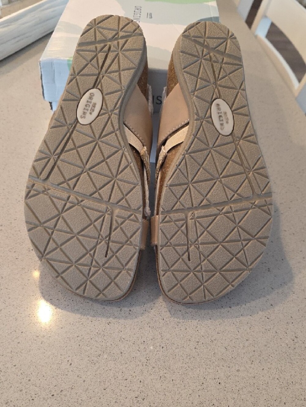 Earth Origins Taupe Beige Braided-Strap Slide Sandals - Picture 4 of 4